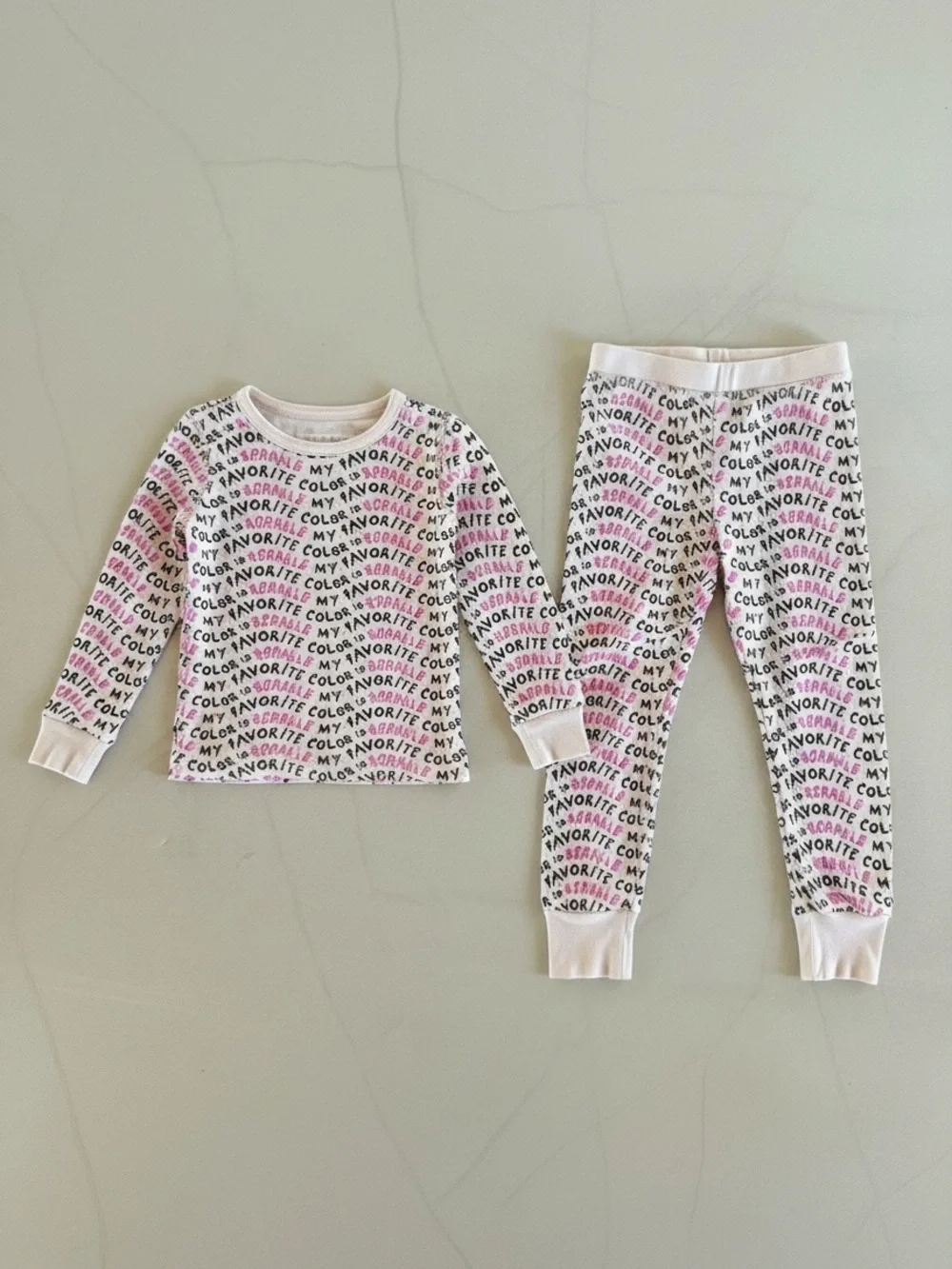 J.Crew Crewcuts Pink Graphic Print Cotton Pajama Set Long Sleeve Girls Size 5